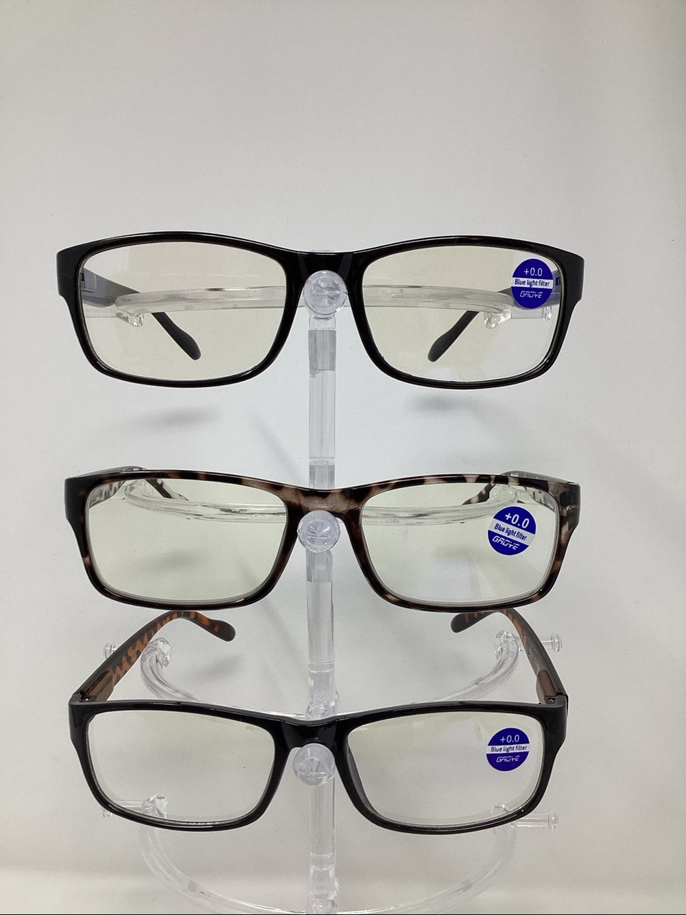 3 Pairs - Zero Mag 0.0 & Blue Light Filter - Black & Animal Print Frames      G4